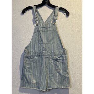 Oshkosh Bgosh Striped Bib Shorts Girls 12 Shortalls Distressed